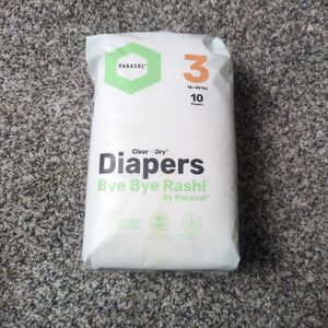 Parasol Bye Bye Rash! Clear Dry Disposable Diapers - Size 3 (16-28 lbs) 10 Count